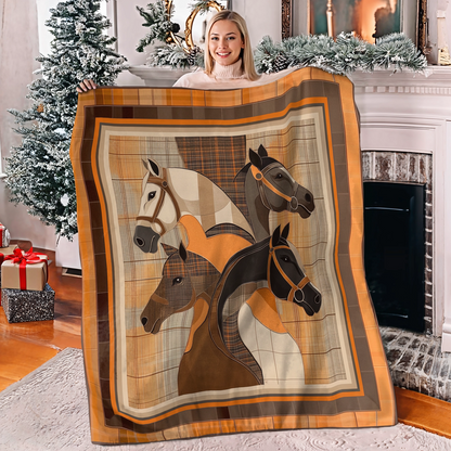 Shineful Fleece Blanket Horse Timeless Elegance