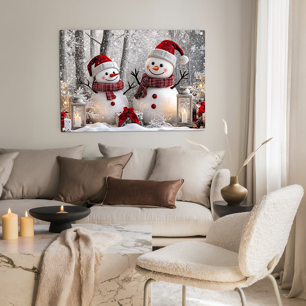 Shineful 2D Metal Sign Winter Forest Snowman Couple