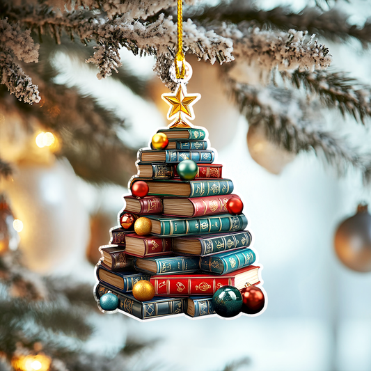 Shineful 2D Acrylic Ornament Festive Book Tower Charm