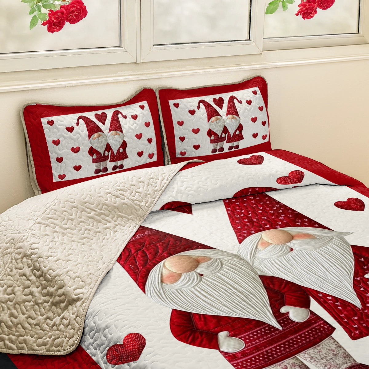 Shineful All Season Quilt 3-teiliges Set Cozy Gnome Love 