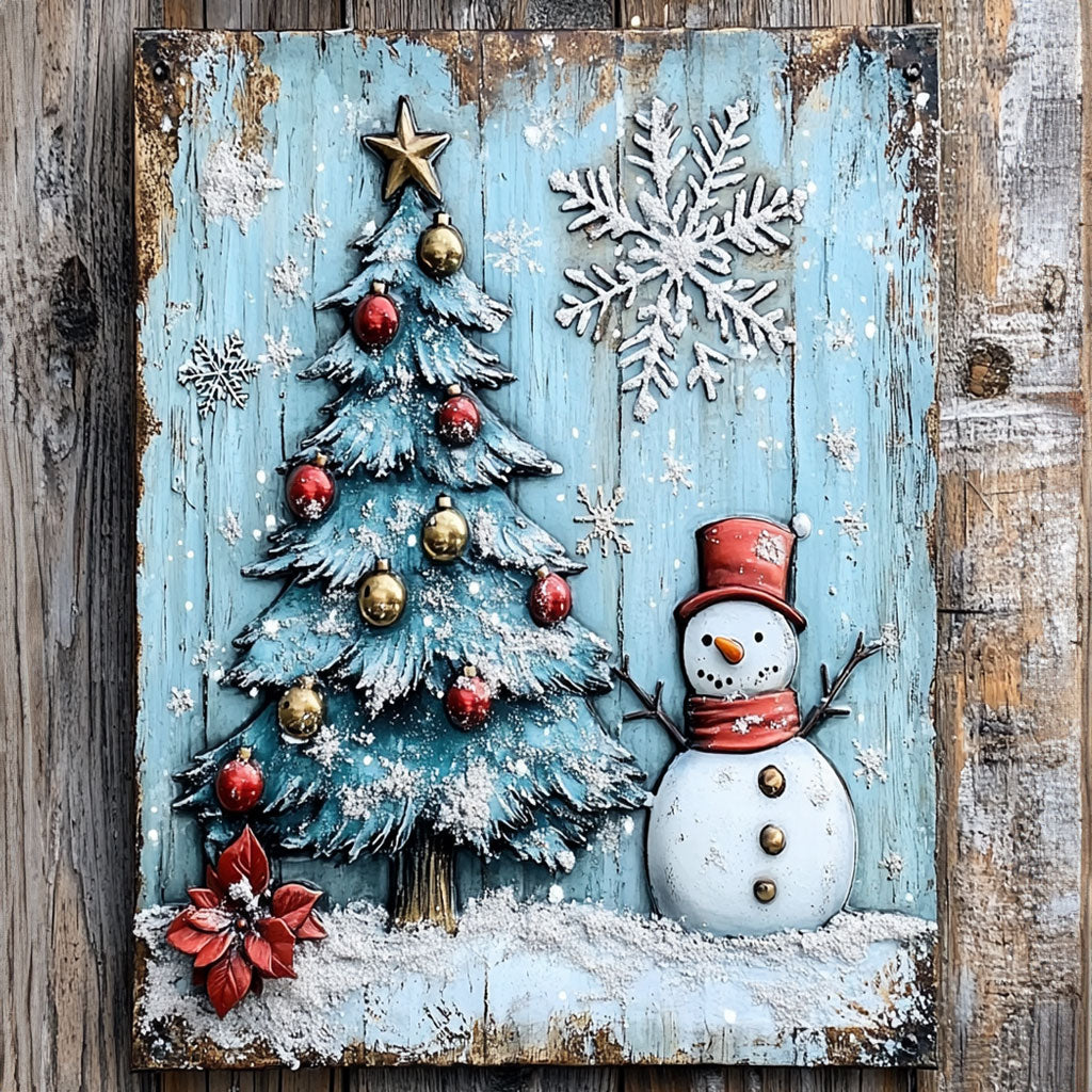 Shineful 2D Metal Sign Happy Snowman Christmas