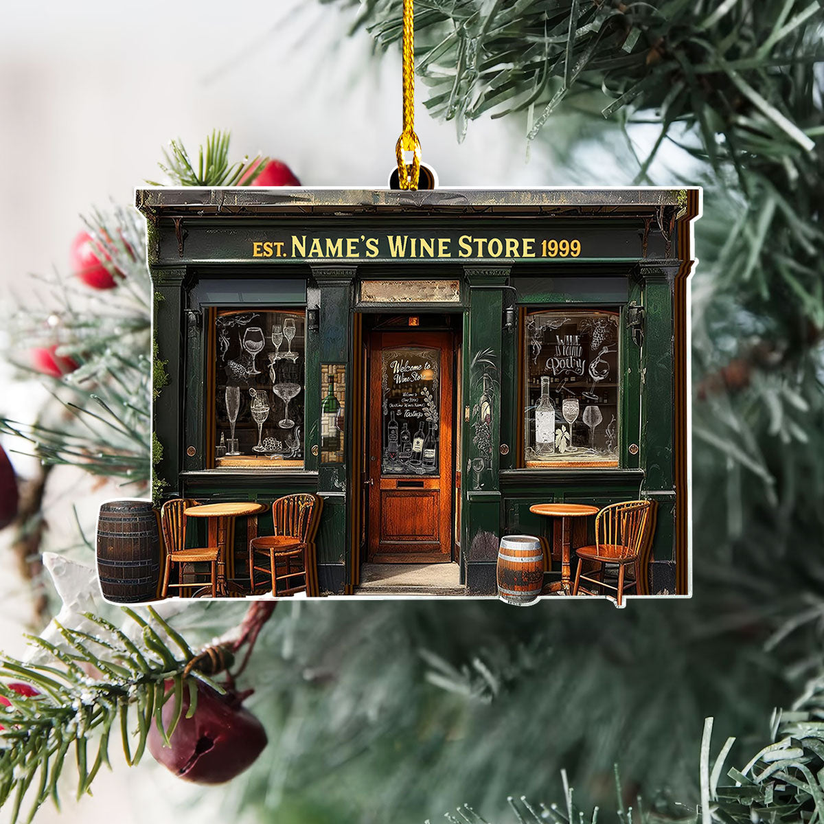 Shineful Personalized 2D Acrylic Ornament - Wine Shop