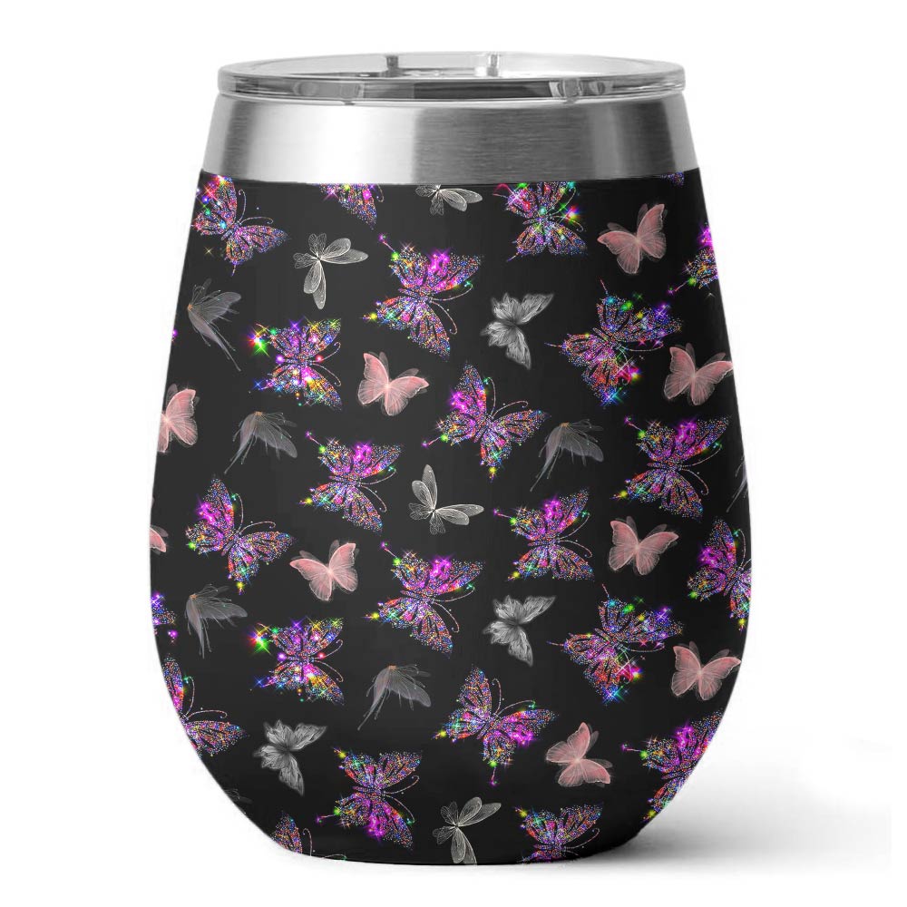 Butterfly 12 Oz Shineful™ Wine Tumbler Sparkling Tl10 12Oz