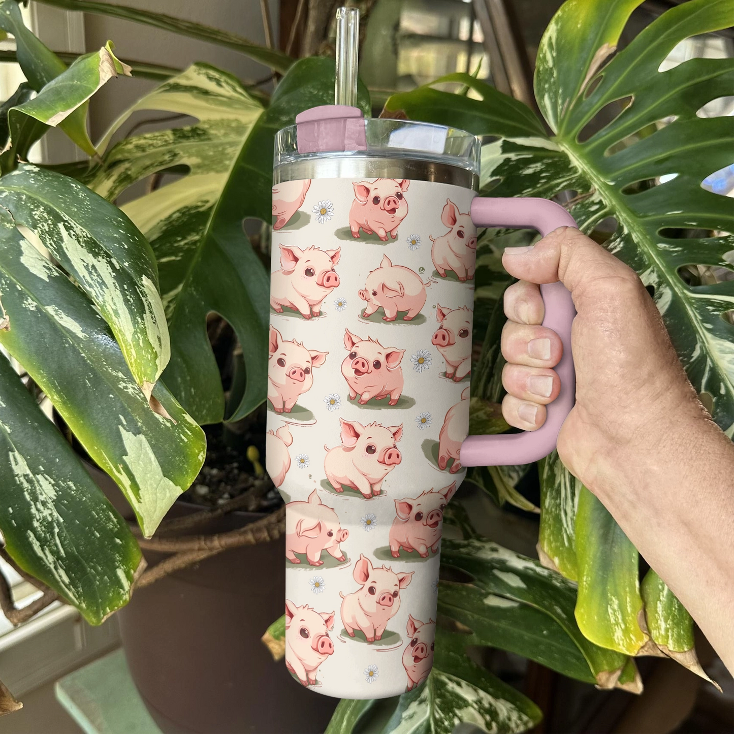 Shineful Tumbler Piglet Simple Daisies