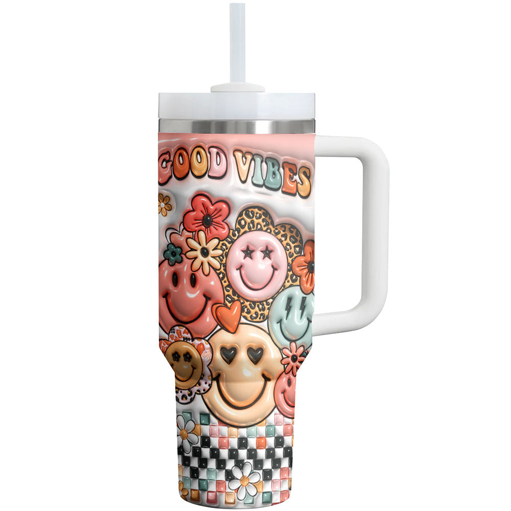 Hippie Tumbler Shineful Good Vibes Only Retro Smiles