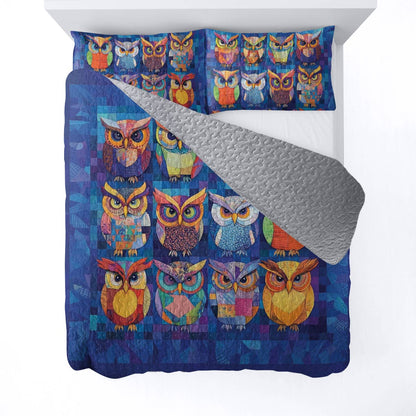 Shineful All Season Quilt 3-Piece Set Owl Friends