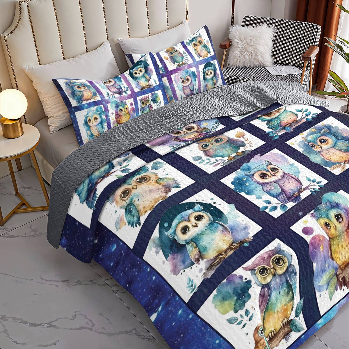 Shineful All Season Quilt 3-Piece Set Night Owls