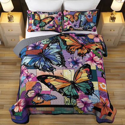 Shineful All Season Quilt 3-Piece Set Buttefly Garden