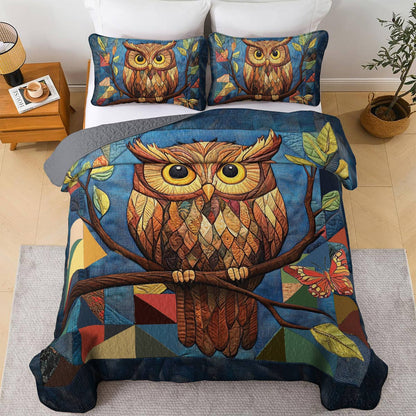 Shineful All Season Quilt 3-Piece Set Colorful Owl