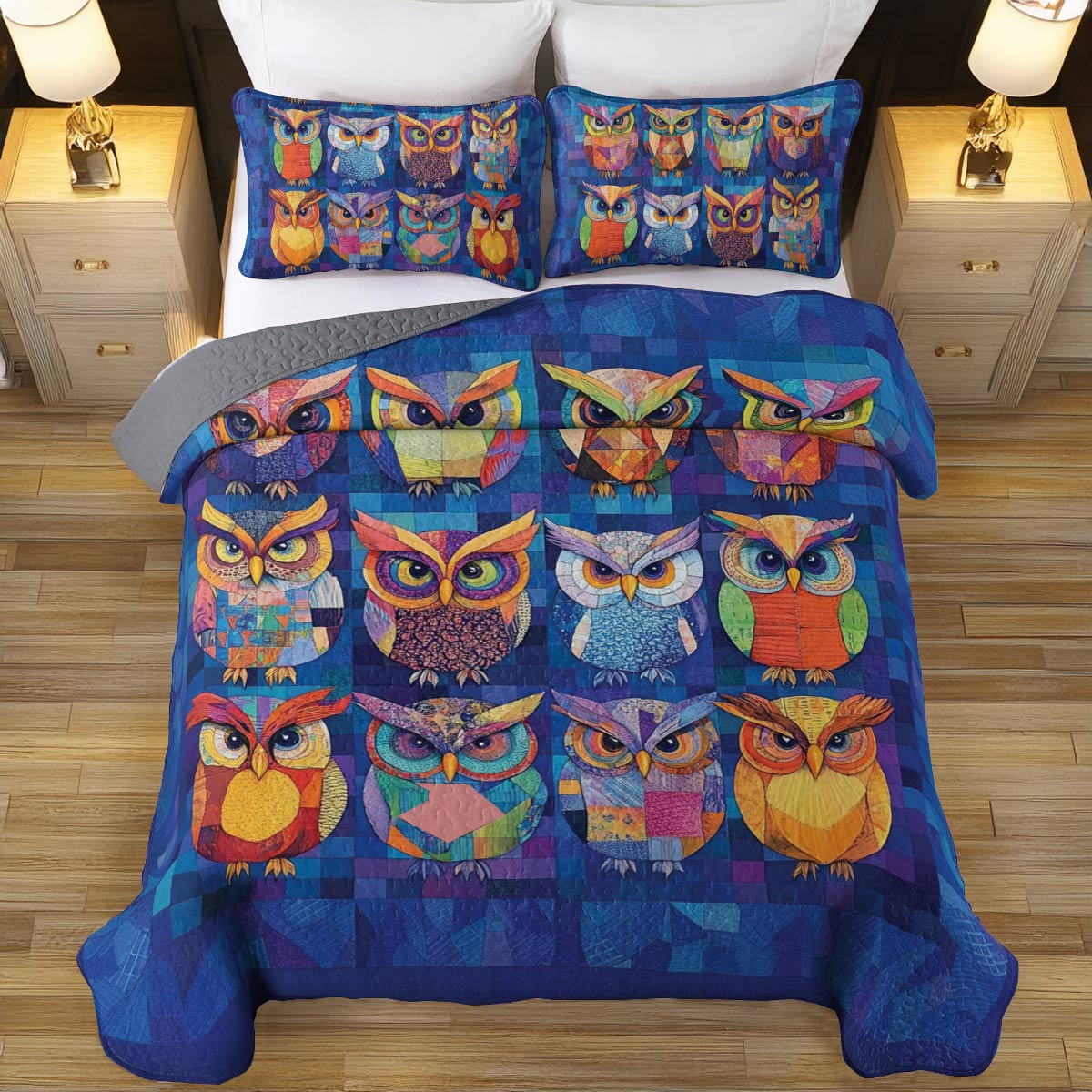 Shineful All Season Quilt 3-Piece Set Owl Friends