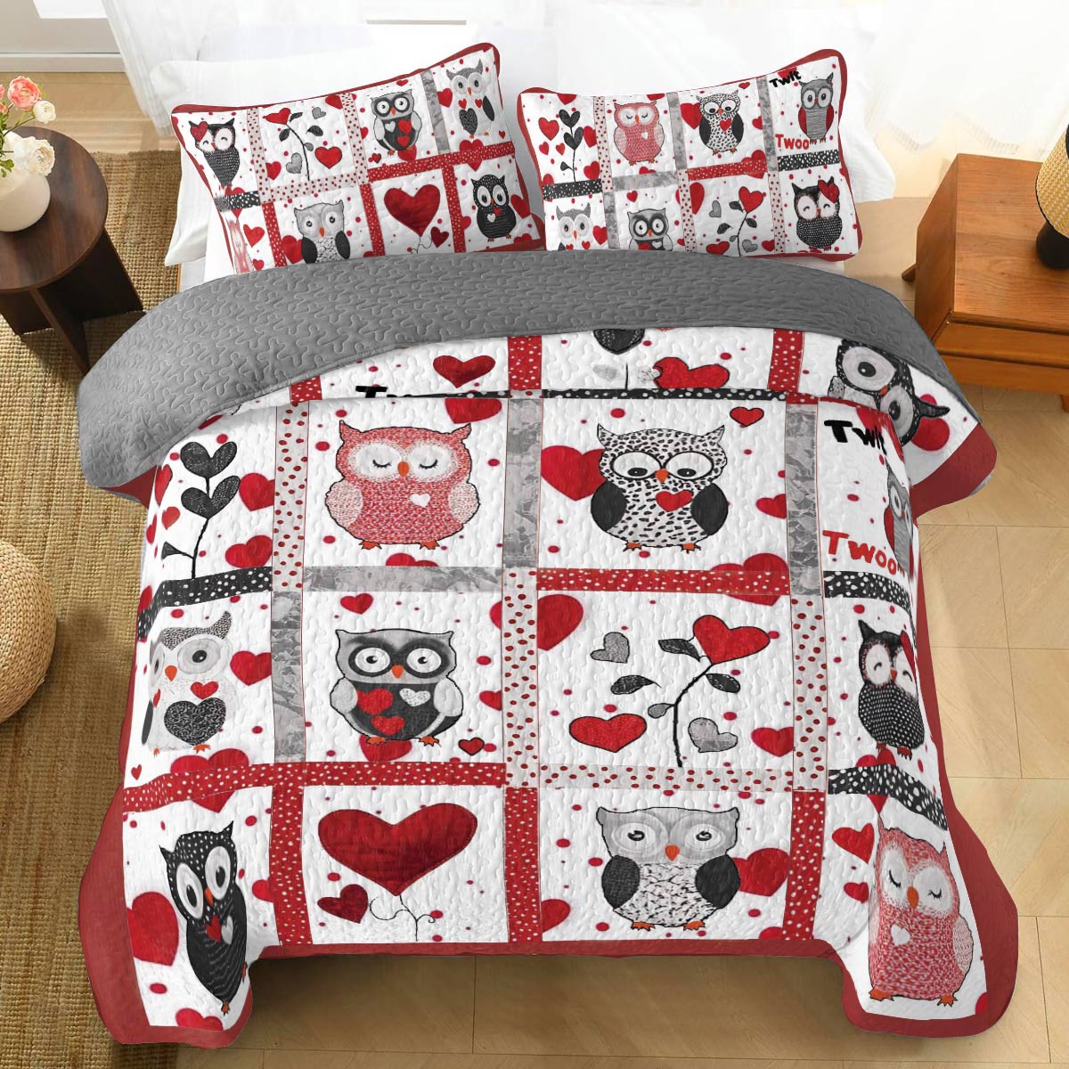 Shineful All Season Quilt 3-Piece Set Lovely Owls