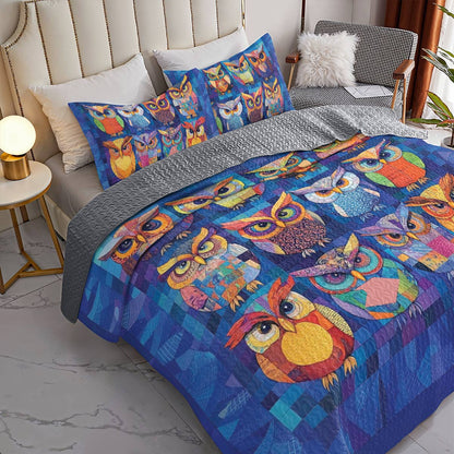 Shineful All Season Quilt 3-Piece Set Owl Friends