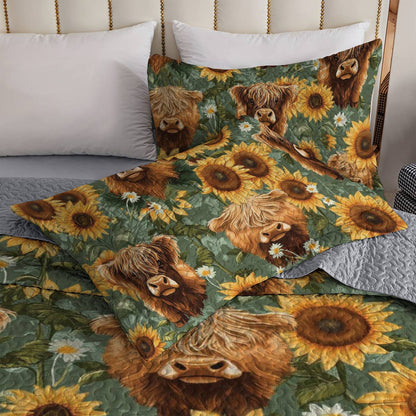 Shineful All Season Quilt 3-Piece Set Sunflower Cows