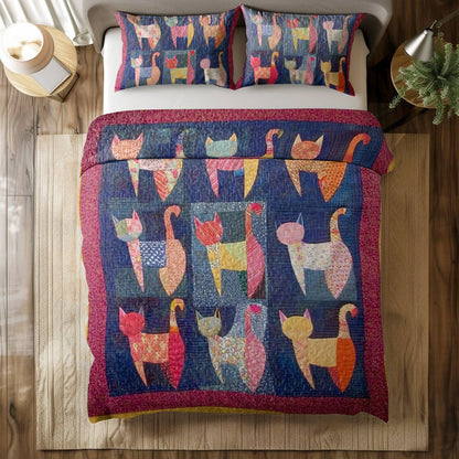 Shineful All Season Quilt 3-Piece Set Fancy Cats