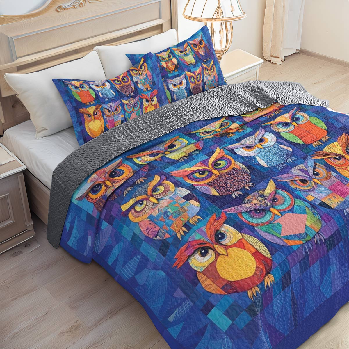 Shineful All Season Quilt 3-Piece Set Owl Friends