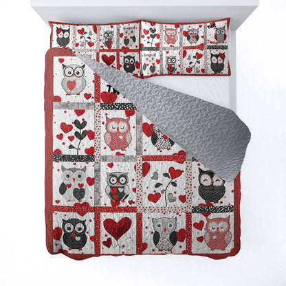 Shineful All Season Quilt 3-Piece Set Lovely Owls