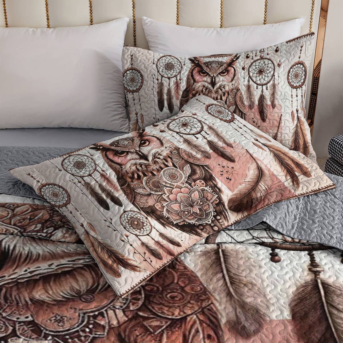 Shineful All Season Quilt 3-Piece Set Boho Owl