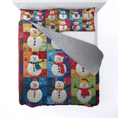 Shineful All Season Quilt 3-Piece Set Snowman Friends