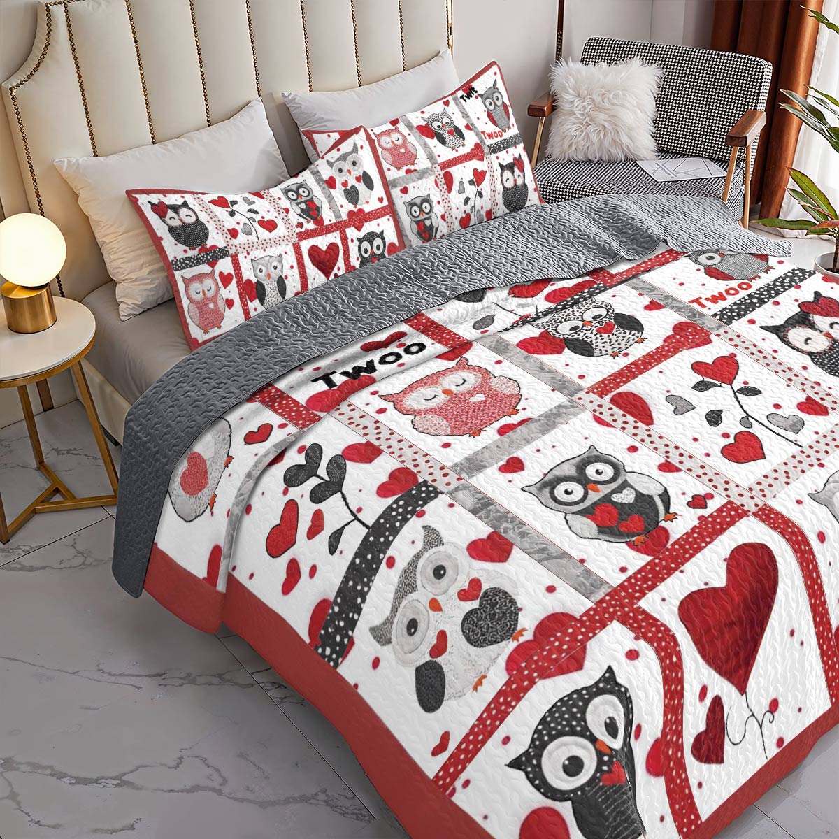 Shineful All Season Quilt 3-Piece Set Lovely Owls