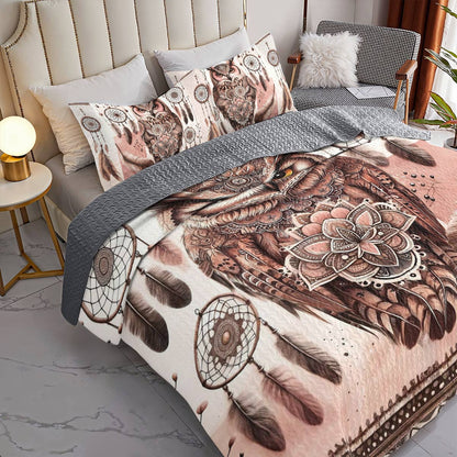 Shineful All Season Quilt 3-Piece Set Boho Owl