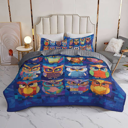 Shineful All Season Quilt 3-Piece Set Owl Friends