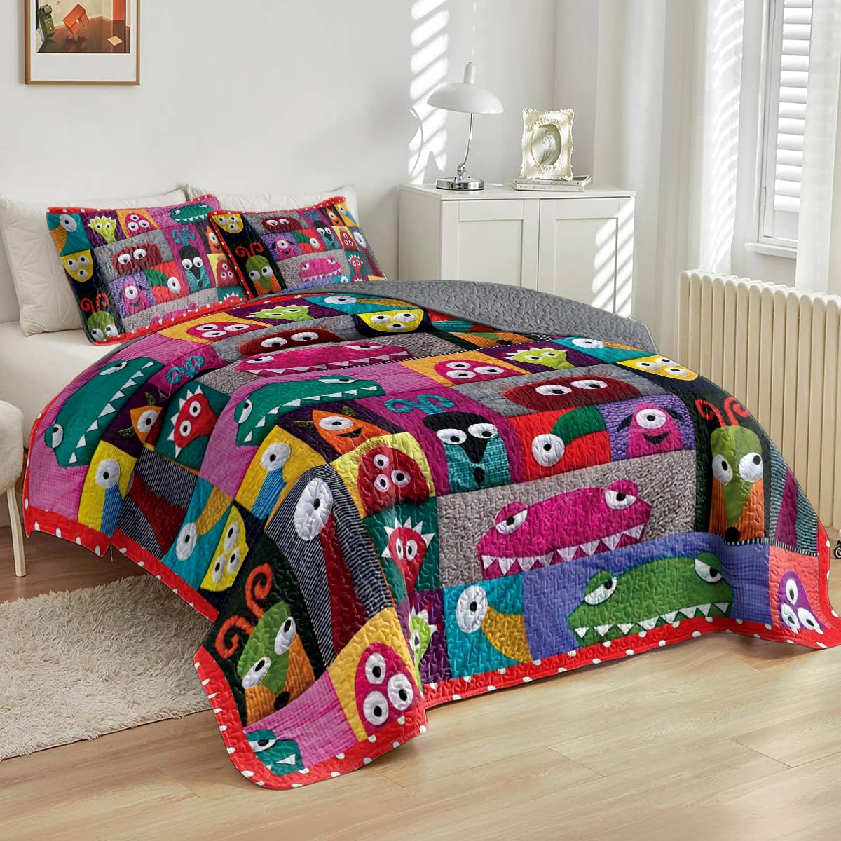 Shineful All Season Quilt 3-teiliges Set Monster Fun