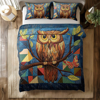 Shineful All Season Quilt 3-Piece Set Colorful Owl