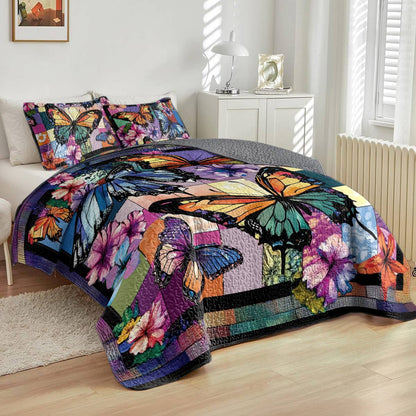 Shineful All Season Quilt 3-Piece Set Buttefly Garden