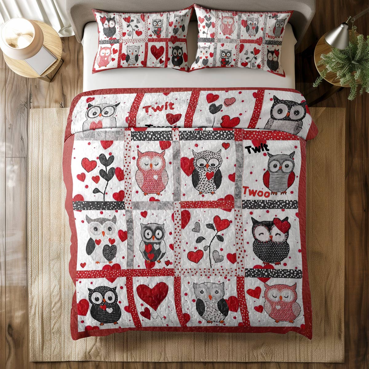 Shineful All Season Quilt 3-Piece Set Lovely Owls