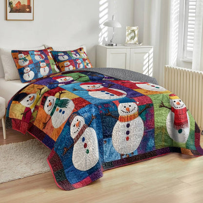 Shineful All Season Quilt 3-Piece Set Snowman Friends