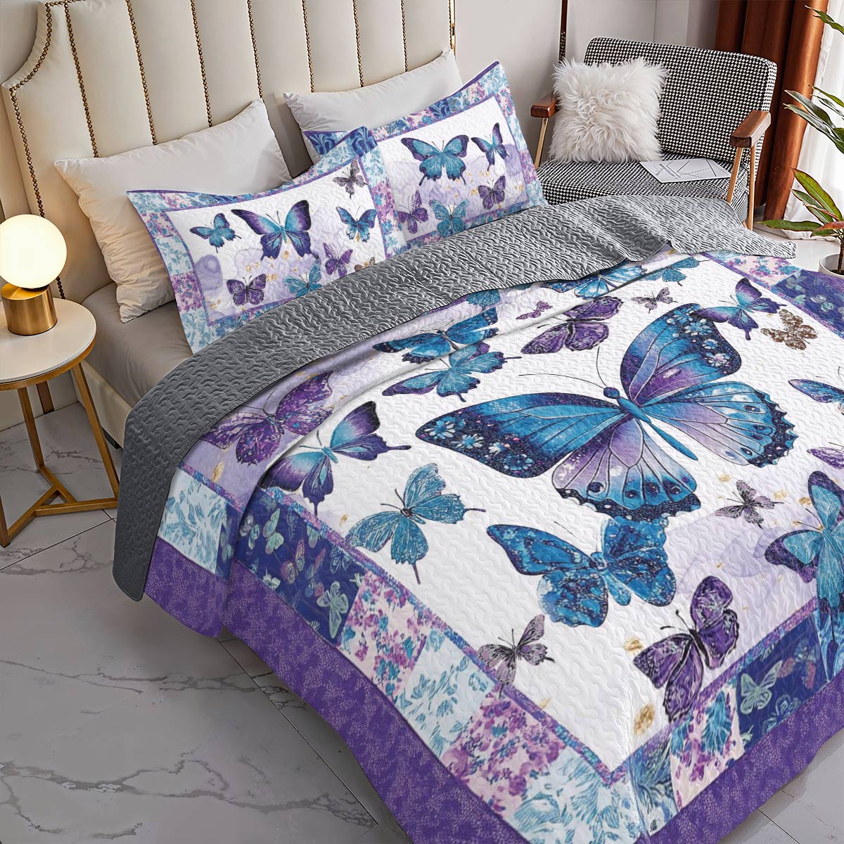 Shineful All Season Quilt 3-Piece Set Butterfly Blossom