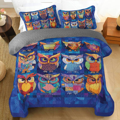 Shineful All Season Quilt 3-Piece Set Owl Friends