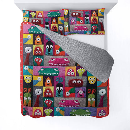 Shineful All Season Quilt 3-teiliges Set Monster Fun