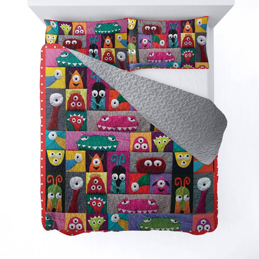 Shineful All Season Quilt 3-Piece Set Monster Fun