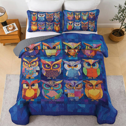 Shineful All Season Quilt 3-Piece Set Owl Friends