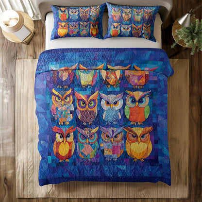 Shineful All Season Quilt 3-Piece Set Owl Friends