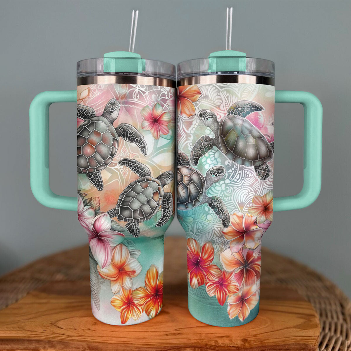 Shineful Tumbler Hibiscus Sea Turtles