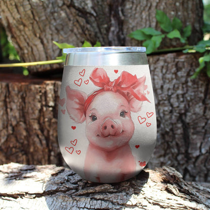 Pig 12 Oz Shineful™ Wine Tumbler Lovely Lk8 12Oz