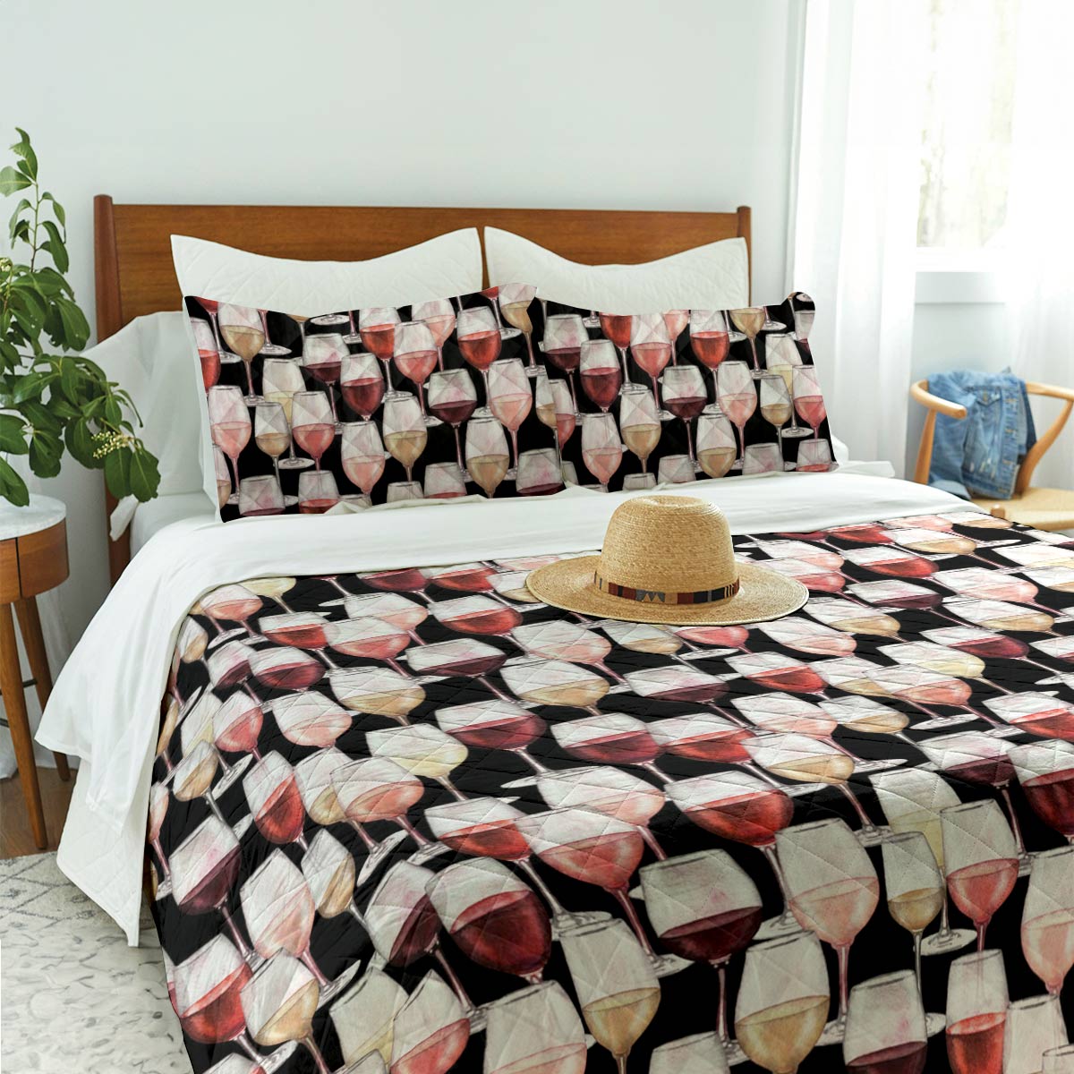 Shineful Quilt 3-Piece Set Wine Pattern