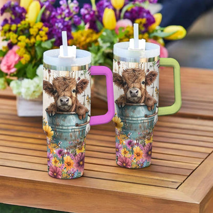 Shineful Tumbler Cow Floral Cow