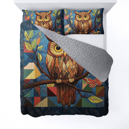 Shineful All Season Quilt 3-Piece Set Colorful Owl