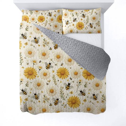 Ensemble de courtepointe toutes saisons Shineful 3 pièces Daisy Bee