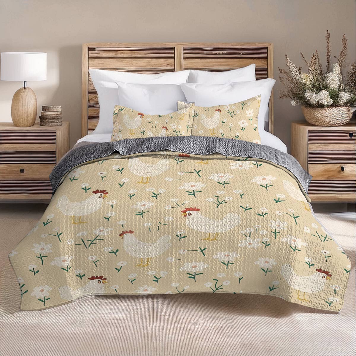 Shineful All Season Quilt 3-Piece Set For Chicken Lovers