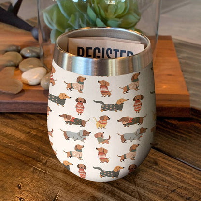 Dog 12 Oz Shineful™ Wine Tumbler Cute Dachshunds Lk8 12Oz