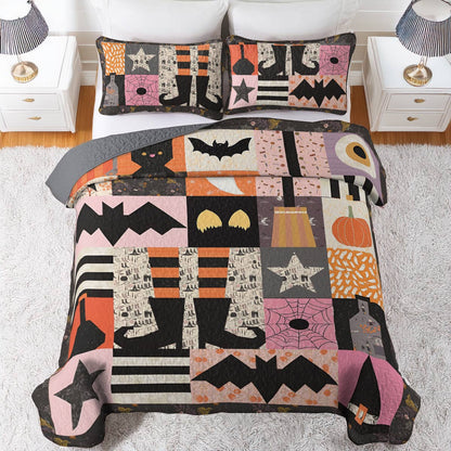 Ensemble de courtepointe toutes saisons Shineful 3 pièces Patchwork d'Halloween