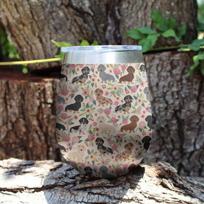 Shineful Wine Tumbler Floral Dachshunds