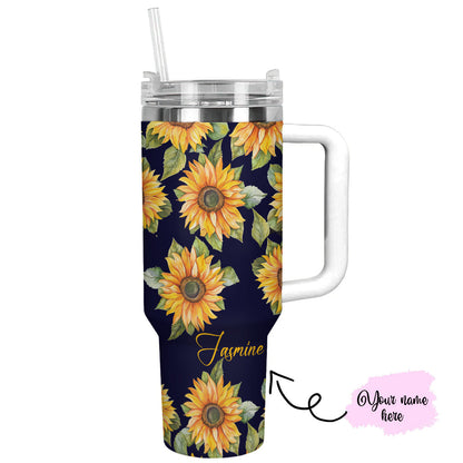 Sunflower 40 Oz Personalized Shineful™ Tumbler Lk8 White 40Oz