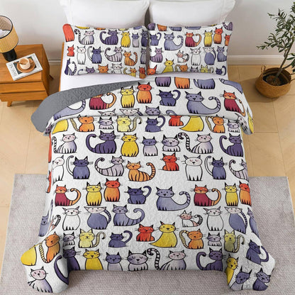 Shineful All Season Quilt 3-Piece Set Naughty Cats