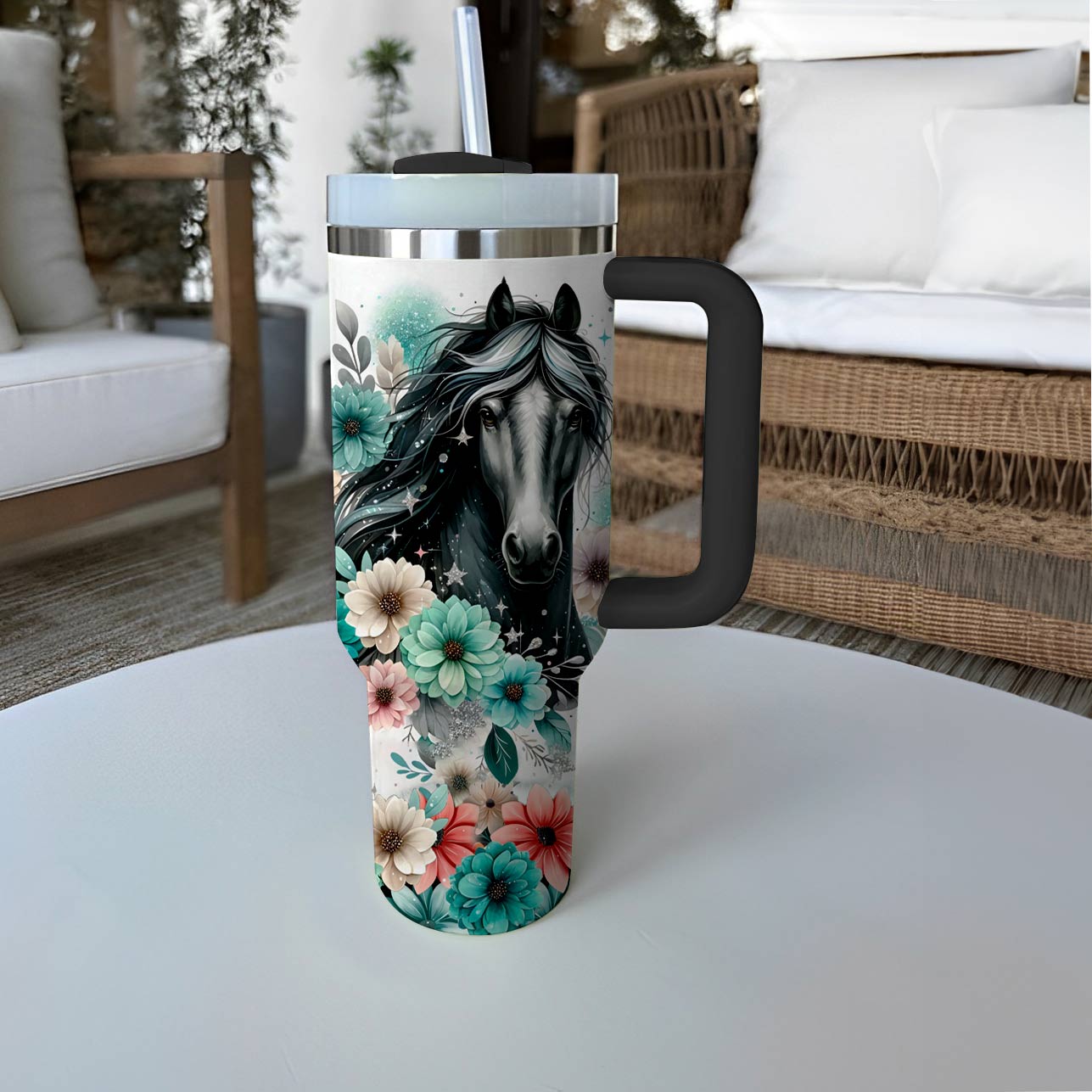 Shineful Tumbler Floral Dark Horse