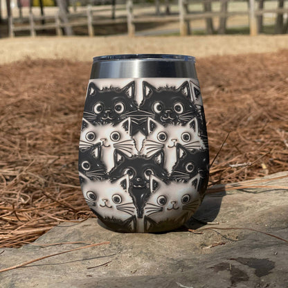 Cat 12 Oz Shineful™ Wine Tumbler Fat Cats Lk8 12Oz